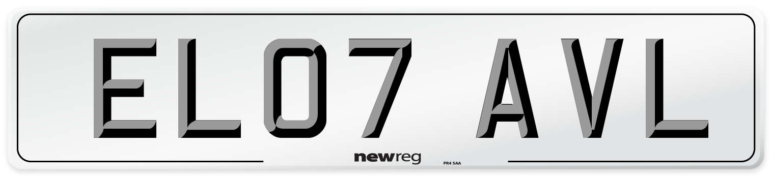 EL07 AVL Number Plate from New Reg